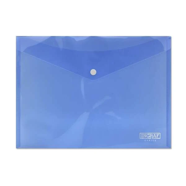 Porta-documentos Engraf On A4 - Fecho de pressão - Polipropileno Cristal Transparente - Cor Azul