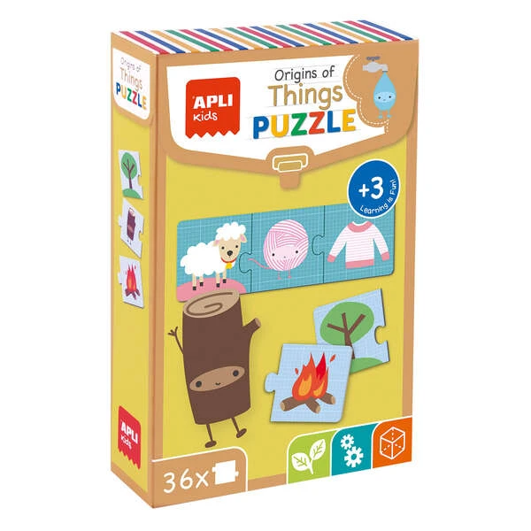 Aplicativo de quebra-cabeça Origem das Coisas - 36 peças de 7x7mm - Papelão resistente e brilhante - Desenvolve habilidades e capacidades - Ideal para crianças a partir de 3 anos - Colorido e educativo