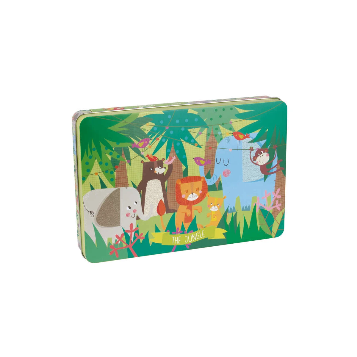Apli Kids Puzzle Temático A Selva de 24 Peças de 8x8cm - Caixa Metálica Retangular - Fácil de Usar - Desenvolvimento de Habilidades - Design Exclusivo de Martina Hogan - Recomendado para Crianças a partir de 3 Anos