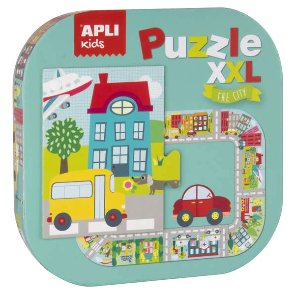 App Puzle xxl City - 20 Peças de 14,5cm - Circuito Fechado com Ilustrações - Dupla Diversão - Cartão 2mm Brilhante - Desenvolvimento de Habilidades - Presente Ideal para Crianças - Colorido