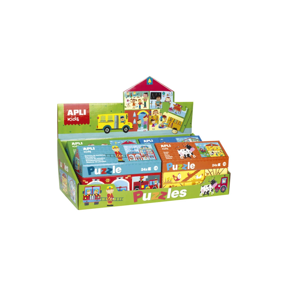 Apli Building Puzzle Display - 24 peças de 7x7cm - Melhora a concentração, observação, memória e resolução de problemas - Colorido