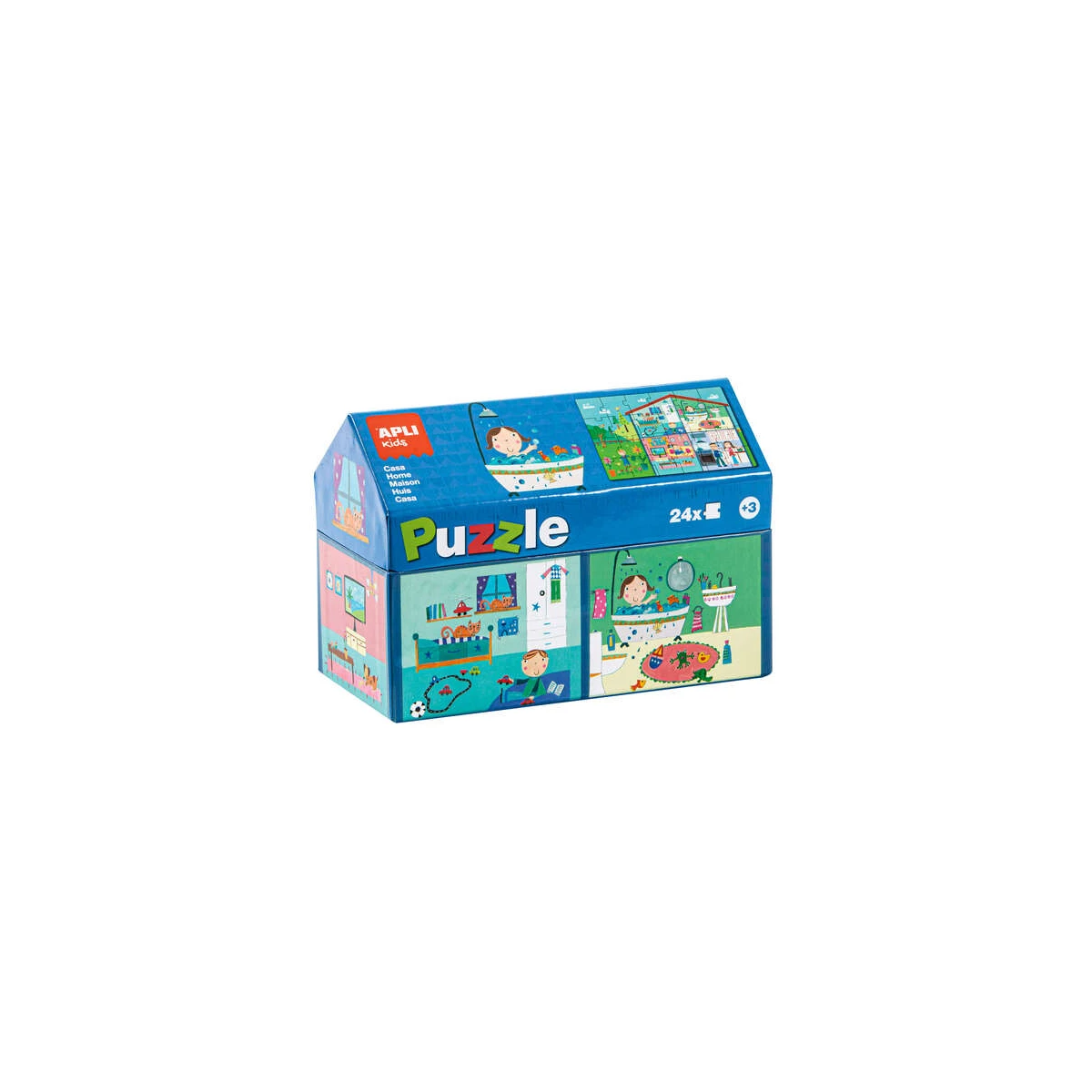 Apli Kids Puzle House Interior - 24 Peças de 7x7cm - Design Infantil Exclusivo, Colorido, Claro e Simples - Peças Resistentes e Seguras - Colorido
