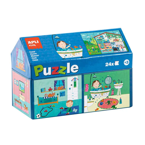 Apli Kids Puzle House Interior - 24 Peças de 7x7cm - Design Infantil Exclusivo, Colorido, Claro e Simples - Peças Resistentes e Seguras - Colorido