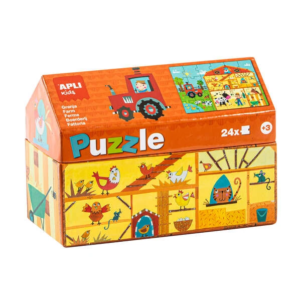 Apli Kids Puzzle Farm - 24 Peças de 7x7cm - Design Infantil e Colorido - Peças Resistentes e Seguras - Desenvolve Habilidades e Capacidades - Colorido