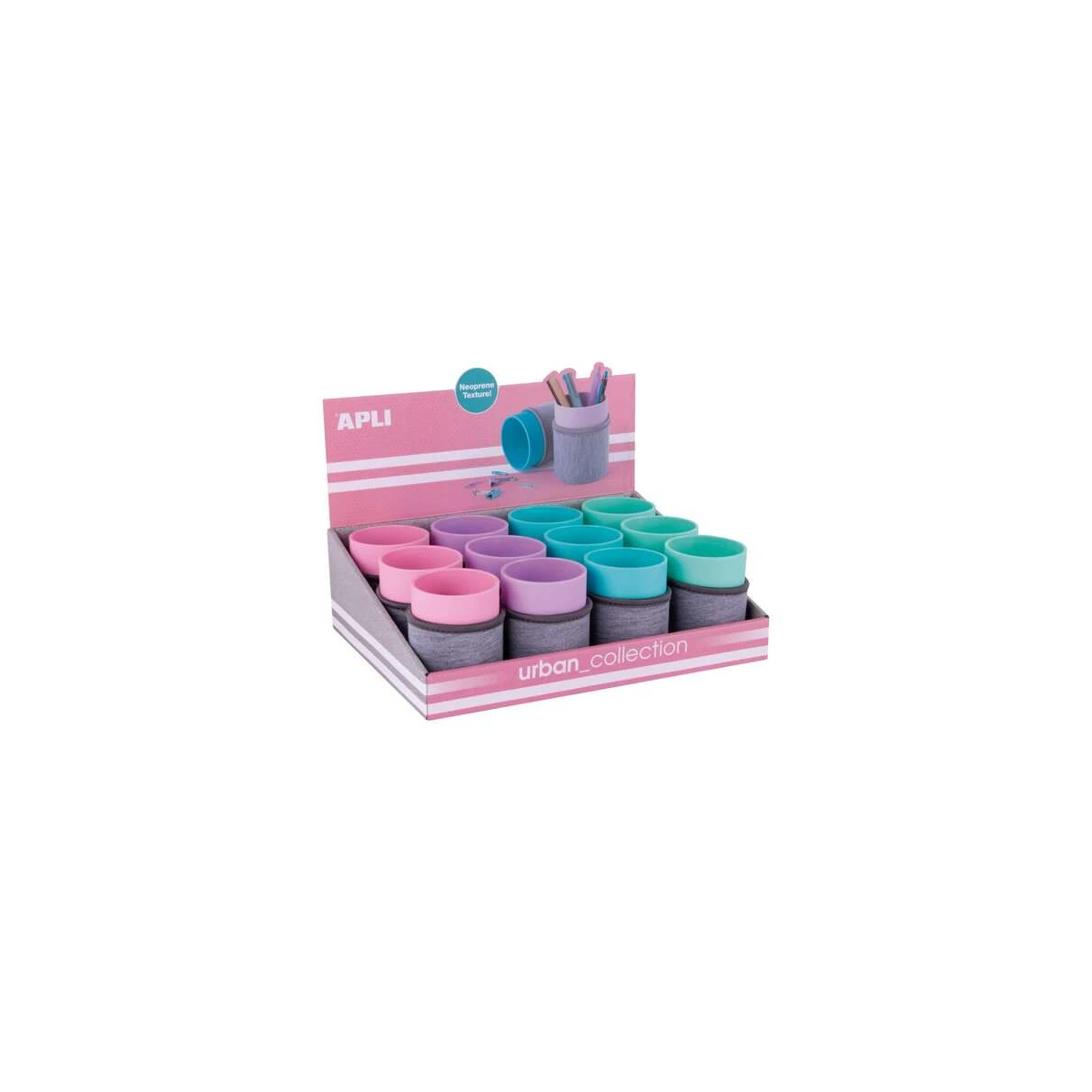 Apli Urban Collection Display de 12 Copos com Capa de Neoprene - Dimensões 105x80mm - Cores Sortidas