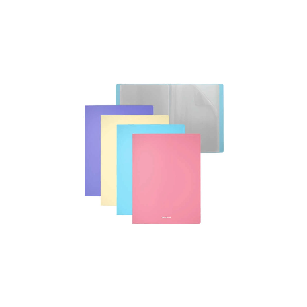 Pacote Erichkrause de 4 pastas com capas pastel mate - 20 capas A4 - cores sortidas