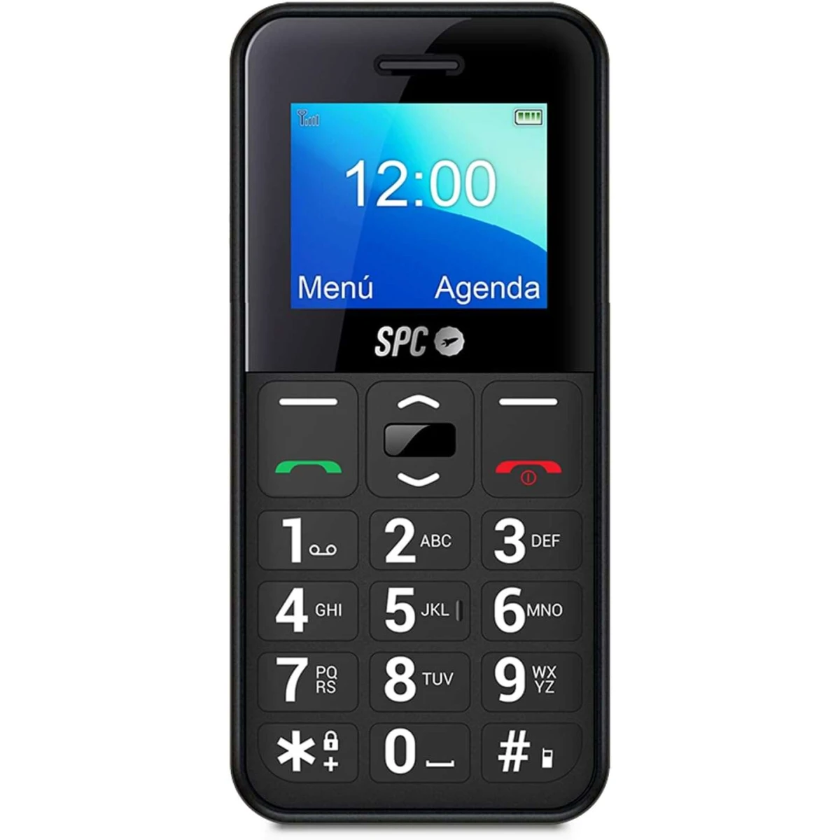 Telemóvel SPC com Teclas Grandes - Design Compacto e Resistente - Botão SOS - Configuração Remota - Notificações Inteligentes e Campainha - Menu Simples - Cor Preto