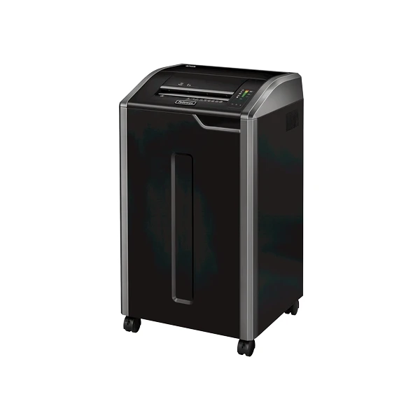 Trituradora de papel Fellowes 425HS Corte manual de micropartículas P-7 Alta segurança - Destrói 10 folhas por vez - Capacidade do compartimento 121L - Cor Preto/Cinza