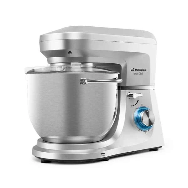 Amassadeira multifuncional Orbegozo AM 8000 - Motor potente de 1800 W - TIGELA de aço inoxidável de 7 L - 6 velocidades + pulso - Acessórios para amassar - Misturar e bater - Movimento planetário