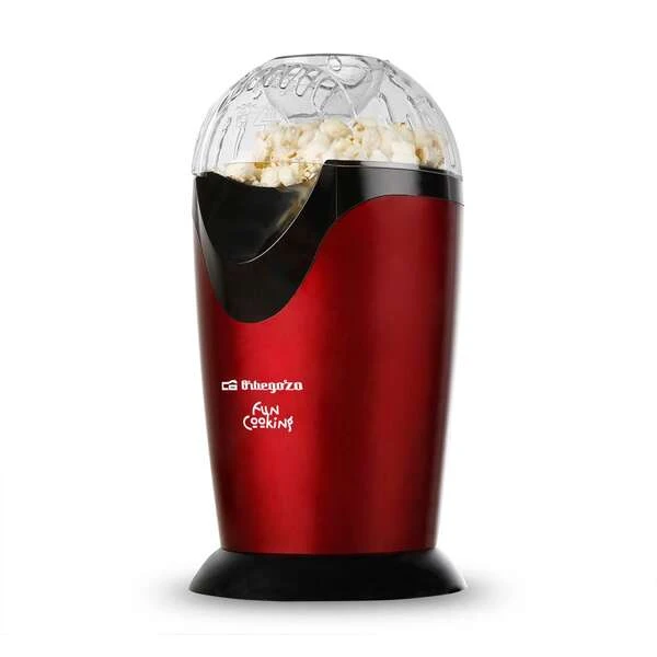 Orbegozo PA 4300 Palomitero Portátil - Potência 1000W - Vermelho Metálico - sem óleo - Fácil Limpeza - Receitas de Sabores