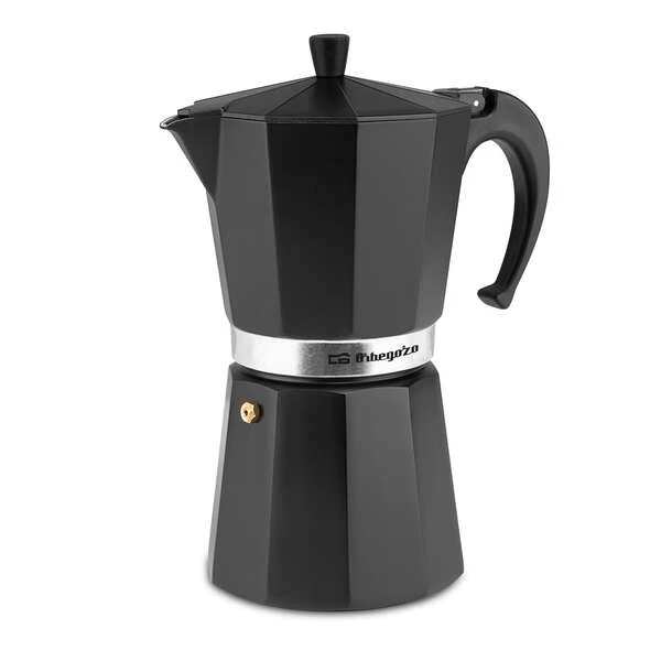 Cafeteira Orbegozo KFN 1210 em alumínio preto - Capacidade para 12 xícaras - Alça ergonômica - Válvula de segurança - Fácil de limpar - Design atraente