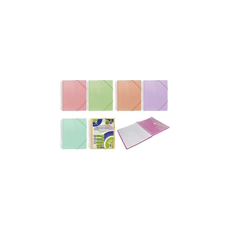 Pasta Espiral Bismark 20 Capas Transparentes - Polipropileno - Tamanho A4 - Espiral Plástica Não Deformável - Abertura 360 Graus - Vedações de Borracha - Cores Pastel