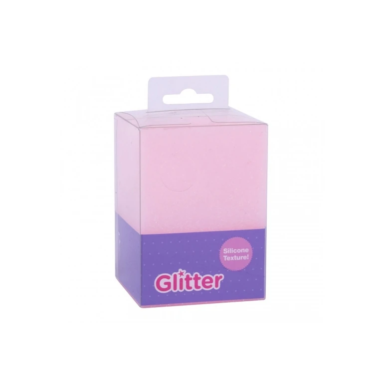 Coleção Glitter Porta Copos de Silicone Apli - Toque Suave - Resistente e Flexível - Fácil de Limpar - Versátil para Lápis e Cosméticos - Cor Rosa Glitter