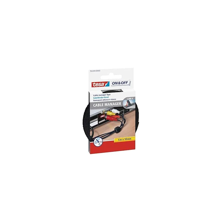 Velcro autoadesivo tesa preto 5 m x 10 mm para agrupar cabos
