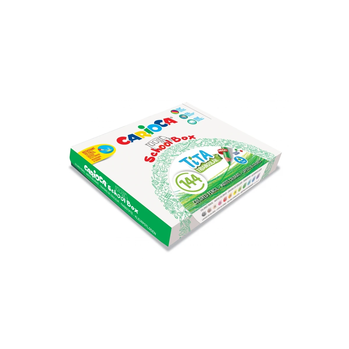 Carioca Tita Pacote de 144 Lápis de Resina Triangulares - Chumbo Ø 4mm Seguro e Resistente - Cores Brilhantes e Laváveis - Escrita Suave - Não Lasca - Cores Sortidas