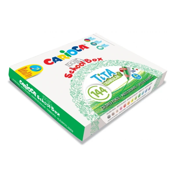 Carioca Tita Pacote de 144 Lápis de Resina Triangulares - Chumbo Ø 4mm Seguro e Resistente - Cores Brilhantes e Laváveis - Escrita Suave - Não Lasca - Cores Sortidas