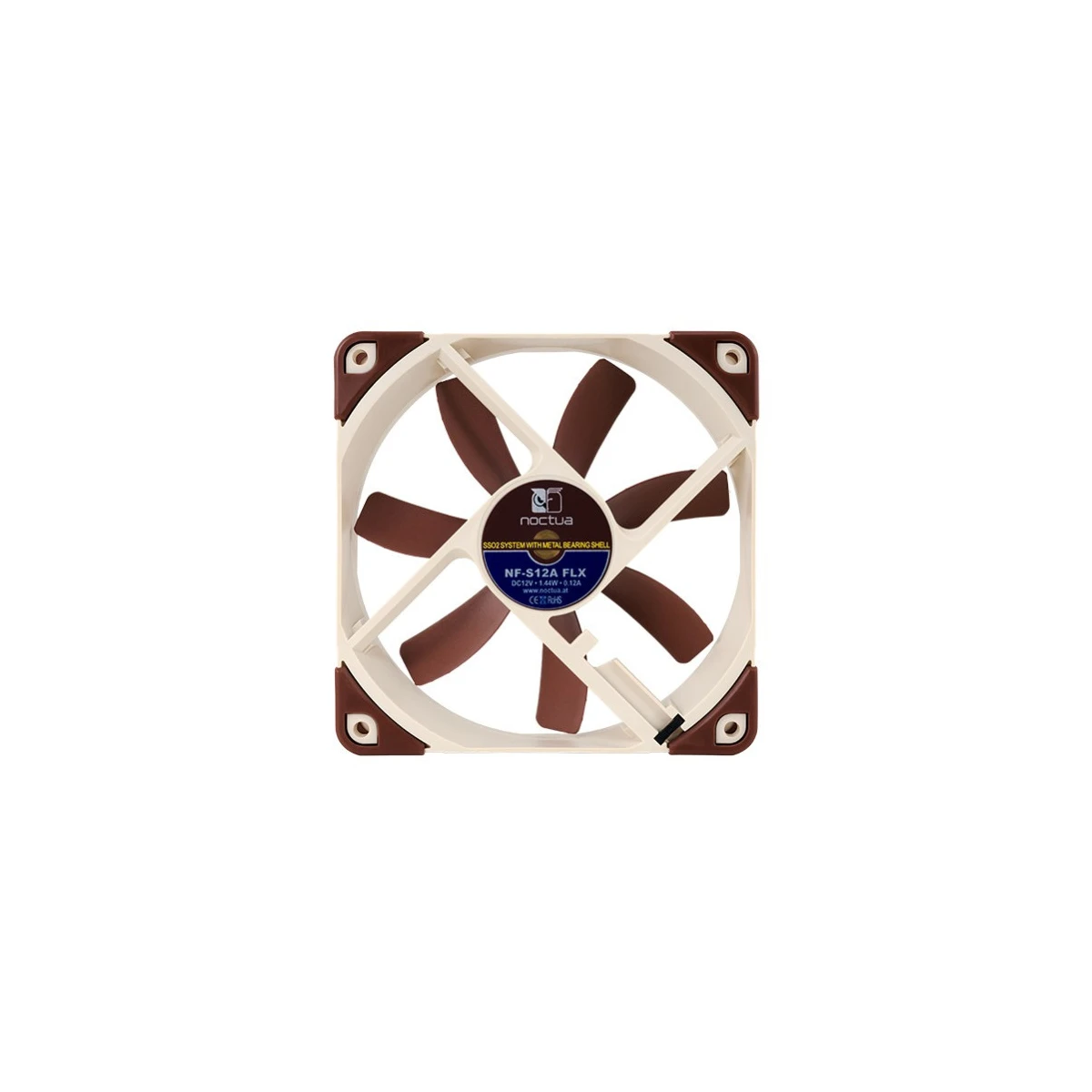 NOCTUA NF-S12A-FLX VENTILADOR DE CAIXA, VENTILADOR DE 120MM, 120X120X25MM, 12V, 1200RPM/900RPM/700RPM, 17,8 DB(A), 107,5 M3/H, 1,19 MM H2O, 3 PINOS