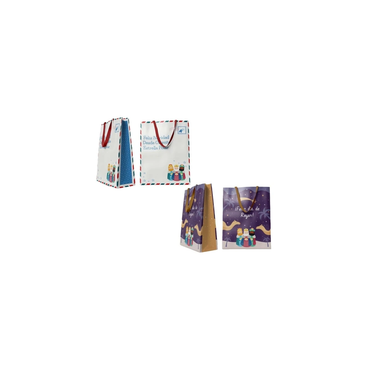 Bolsa Jumbo Bismark com Alças de Laço - Design dos Três Reis Magos - Medidas 70x50x18cm - 2 Designs Aleatórios