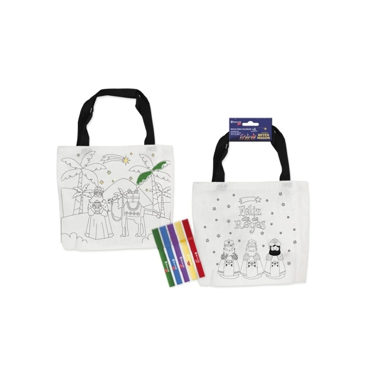 Bolsa para colorir Bismark Three Wise Men com alças + 5 marcadores - Medidas 21,5 x 20 cm, excluindo alças - 2 designs