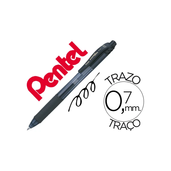 Roller pentel energel bl107 0,7mm preto - 12 unidades