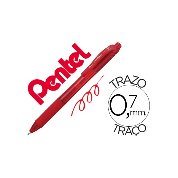 Roller pentel energel bl107 0,7mm vermelho - 12 unidades