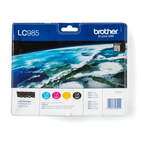 Brother LC-985VALBP tinteiro 4 unidade(s) Original Preto, Ciano, Magenta, Amarelo