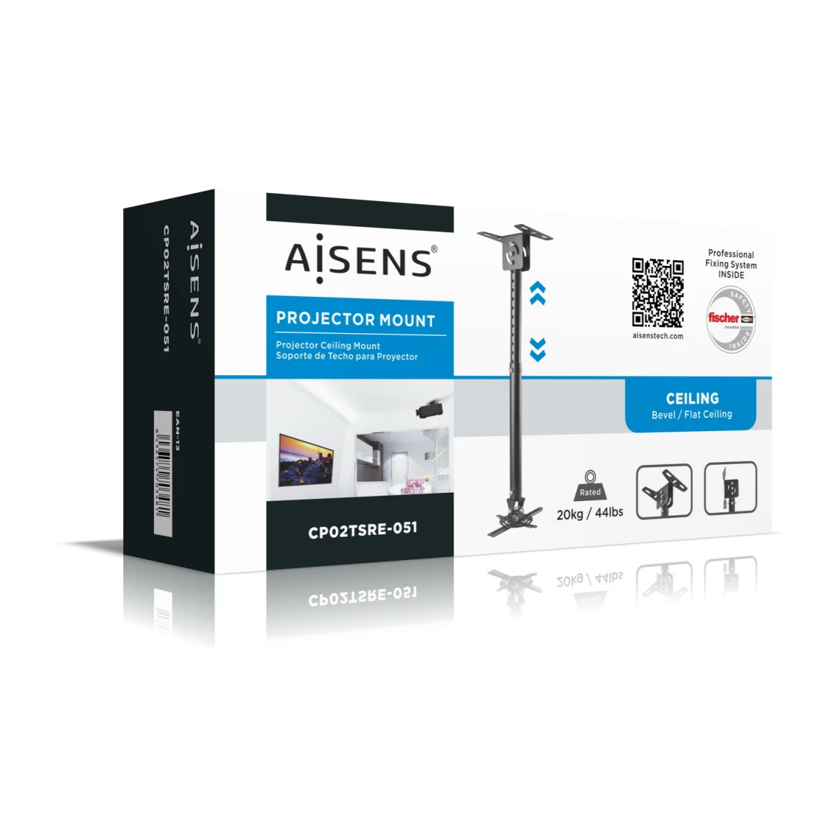 AISENS CP02TSRE-051 suporte de projetores Teto Preto