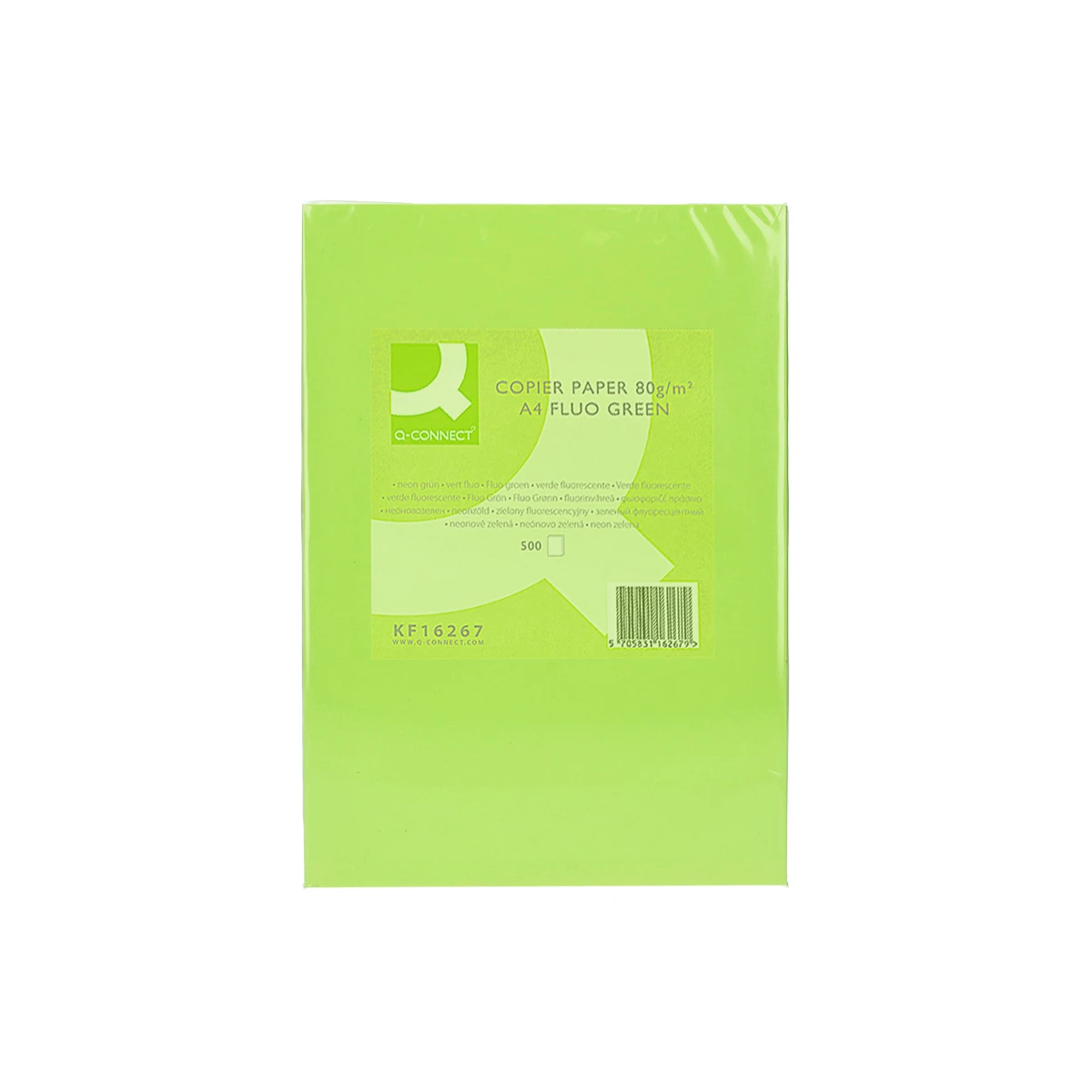 Papel de cor q-connect din a4 80 gr verde neon embalagem de 500 folhas