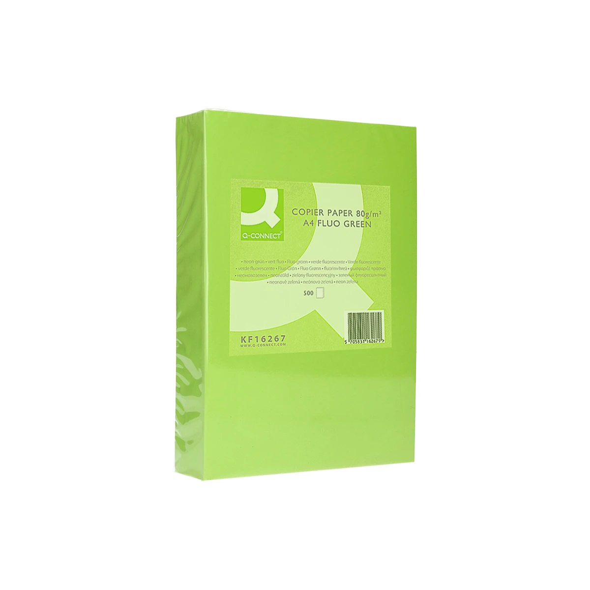 Papel de cor q-connect din a4 80 gr verde neon embalagem de 500 folhas