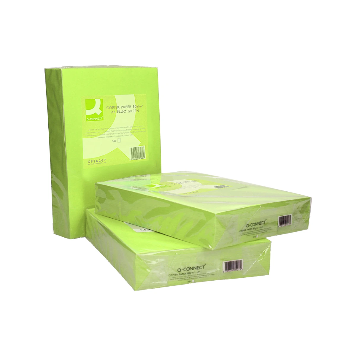 Papel de cor q-connect din a4 80 gr verde neon embalagem de 500 folhas