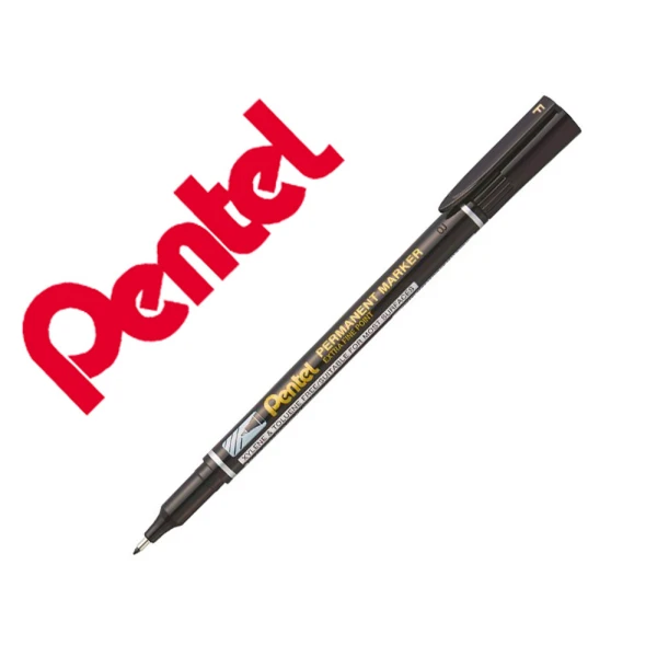 Marcador pentel permanente nf450 ponta fina de 1,2 mm corpreto - 12 unidades