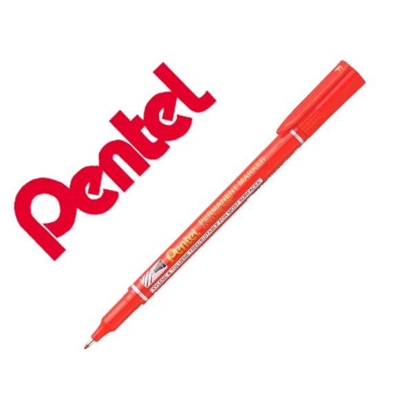 Marcador pentel permanente nf450 ponta fina de 1,2 mm corvermelho - 12 unidades