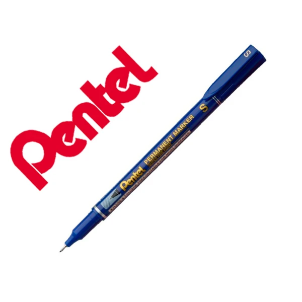 Marcador pentel permanente nfs410 ponta extra fina de 0,64 mm cor azul - 12 unidades