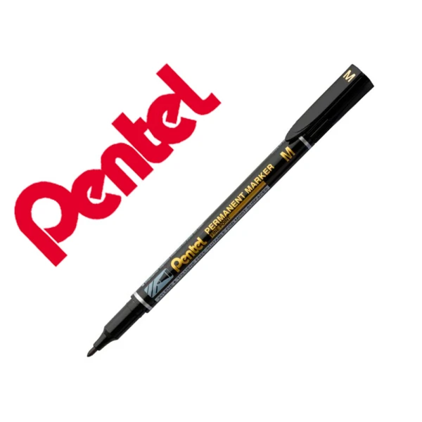 Marcador pentel permanente nm470 ponta grossa de 2,4 mm cor preto - 12 unidades