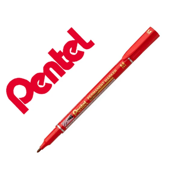 Marcador pentel permanente nm470 ponta grossa de 2,4 mm cor vermelho - 12 unidades