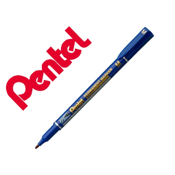 Marcador pentel permanente nm470 ponta grossa de 2,4 mm cor azul - 12 unidades