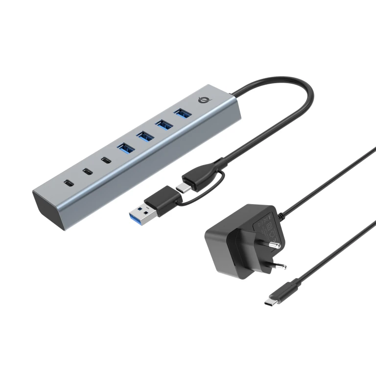 Conceptronic HUBBIES20GP hub de interface USB 3.2 Gen 1 (3.1 Gen 1) Type-C 5000 Mbit/s Cinzento