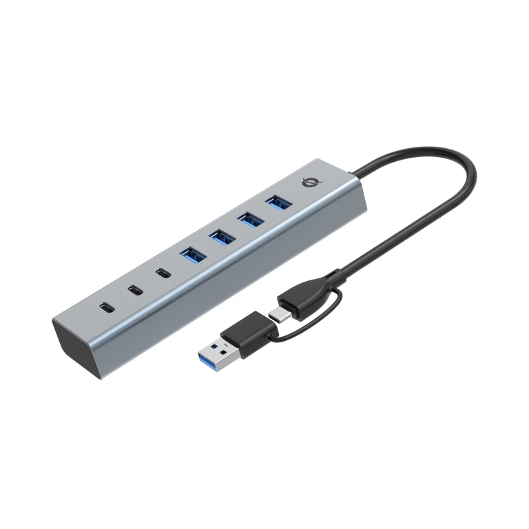 Conceptronic HUBBIES20G hub de interface USB 3.2 Gen 1 (3.1 Gen 1) Type-C 5000 Mbit/s Cinzento