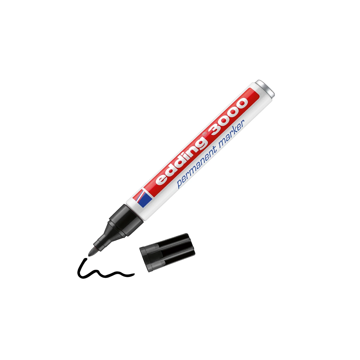 Marcador edding 3000 preto permanente-ponta redonda 3 mm
