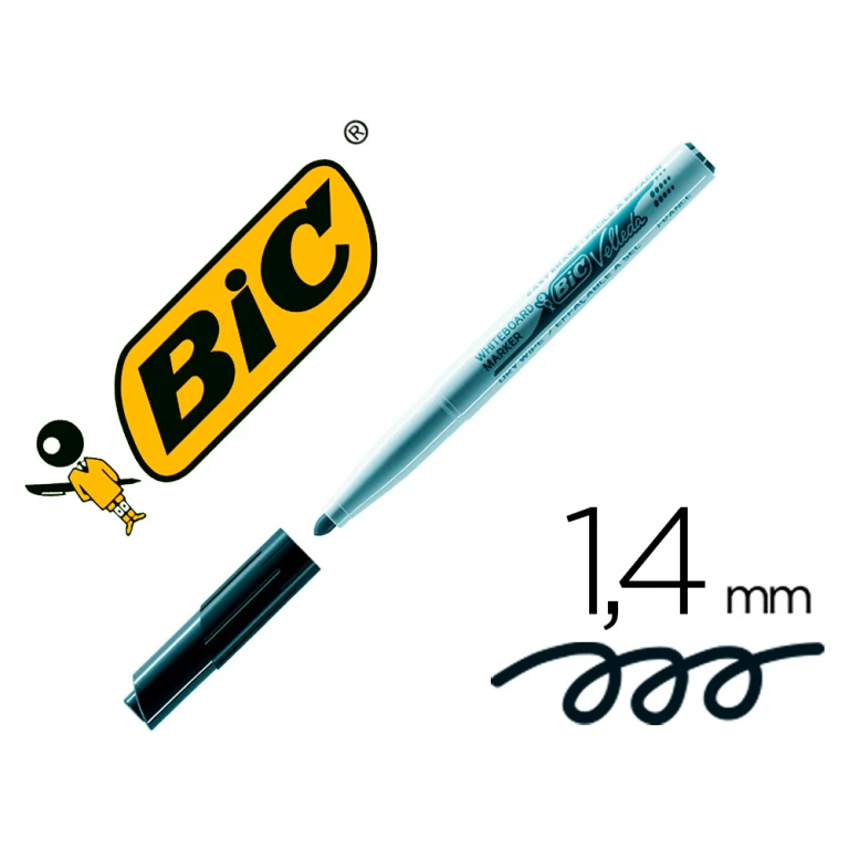 Marcador bic velleda para quadro branco - preto ponta redeonda