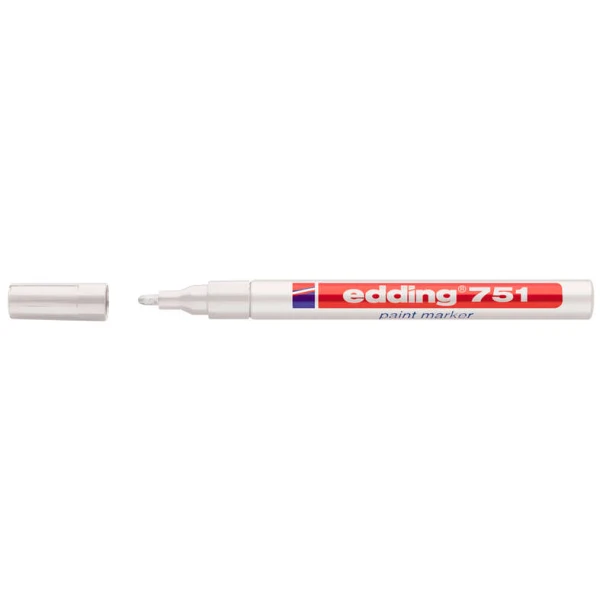 Marcador edding ponta de fibra 751 branco ponta redonda 1,5 mm