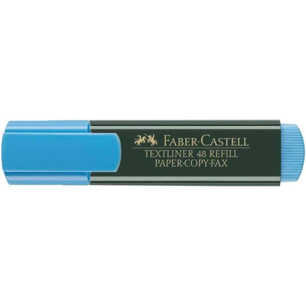 Caneta Marcadora Fluorescente Faber-Castell Textliner 48 - Ponta Biselada - Traço entre 1,2mm e 5mm - Tinta à Base de Água - Cor Azul
