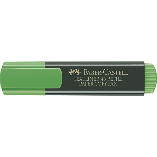 Caneta Marcadora Fluorescente Faber-Castell Textliner 48 - Ponta Biselada - Linha entre 1,2mm e 5mm - Tinta à Base de Água - Cor Verde