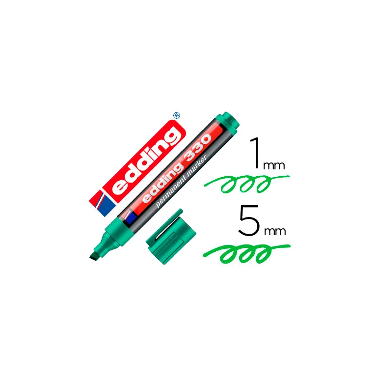 Marcador edding permanente 330 verde ponta biselada 1-5 mm recarregavel