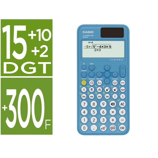 Calculadora casio fx-85sp cw iberia solar cientifica 300 funcoes 9 memorias 15+10+2 digitos 16 mb flash com capa