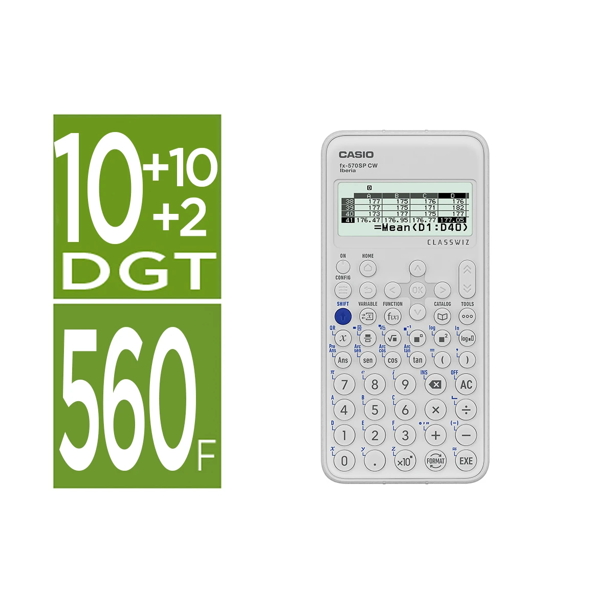 Calculadora casio fx-570sp classwiz iberia cientifica 560 funcoes 9 memorias 10+2 digitos 5 idiomas com capa