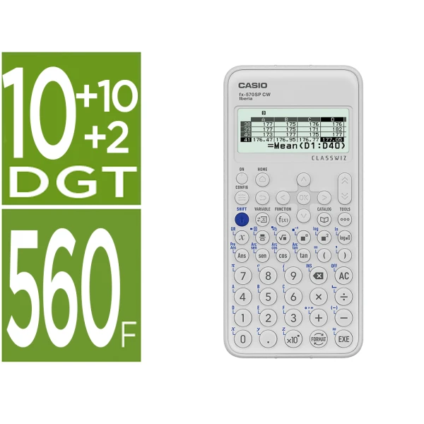 Calculadora casio fx-570sp classwiz iberia cientifica 560 funcoes 9 memorias 10+2 digitos 5 idiomas com capa