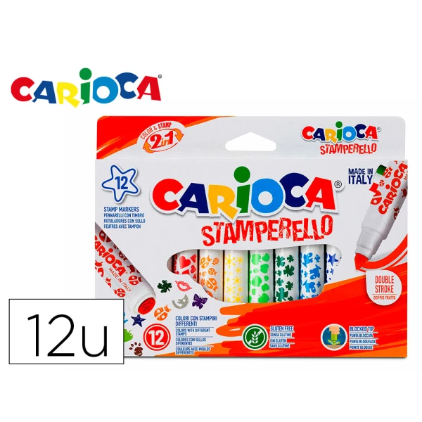 Marcador carioca stamperello caixa 12 unidades cores sortidas
