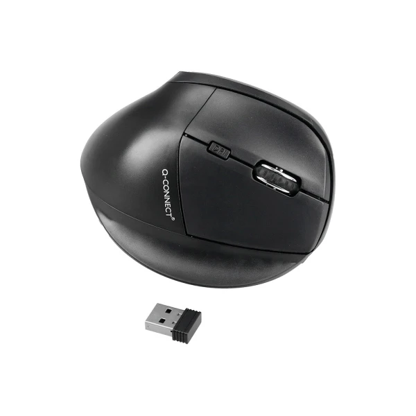 Rato q-connect otico sem fios ergonomico vertical dpi 800/1200/1600 bateria recarregavel preto