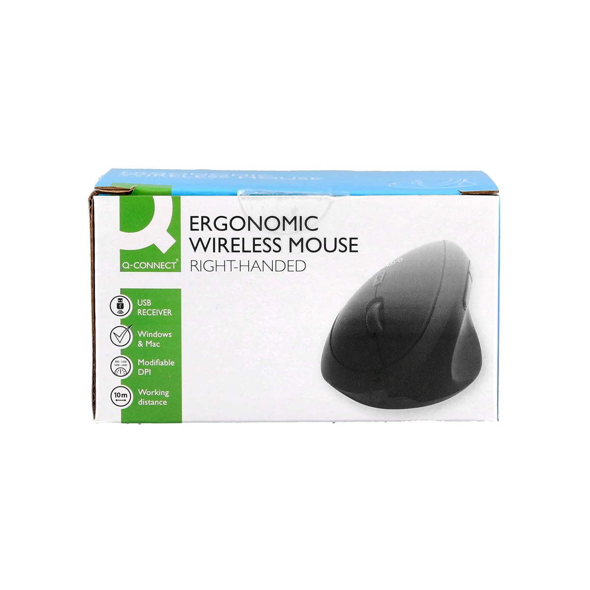 Rato q-connect otico sem fios ergonomico vertical dpi 800/1200/1600 pilha aa preto